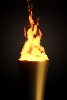 3D rendering of Olympic torch with flame.