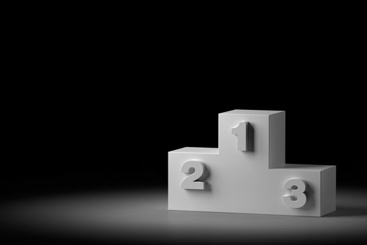3D rendering of sport award podium on black.
