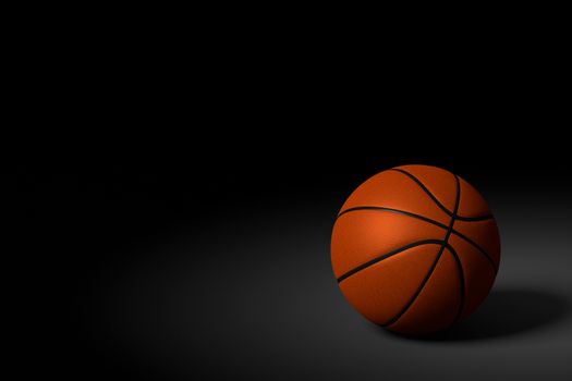 3D rendering of basketball ball on black background.