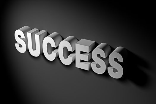 Success concept illustrated by 3D rendered texts.