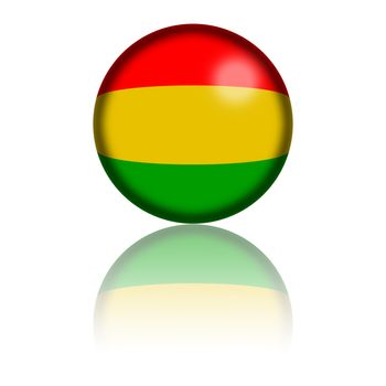 3D sphere or badge of Bolivia flag with reflection at bottom.