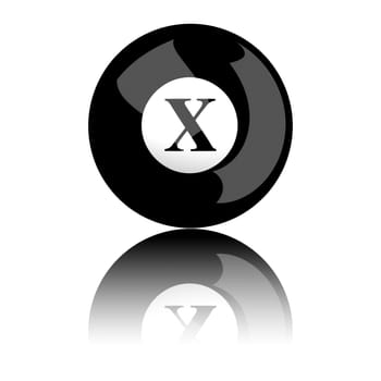 3D rendering sphere alphabet letter X isolated on white.