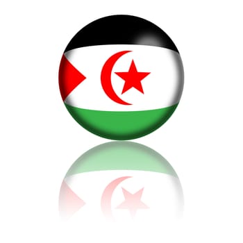 Sphere of Western Sahara flag with reflection at bottom.