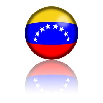 3D sphere or badge of Venezuela flag with reflection at bottom.