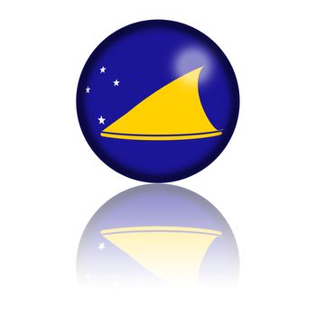 Sphere of Tokelau flag with reflection at bottom.