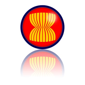 Sphere of AEC flag with reflection at bottom.
