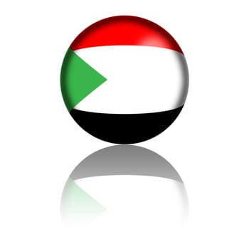 Sphere of Sudan flag with reflection at bottom.
