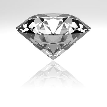 3D rendering of diamond isolated on white background.