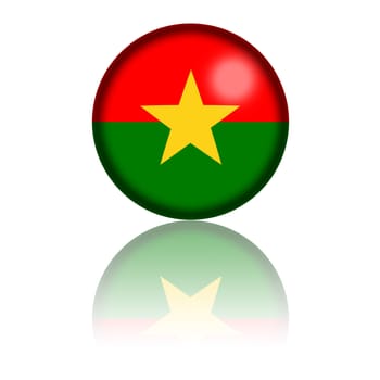 3D sphere or badge of Burkina Faso flag with reflection at bottom.