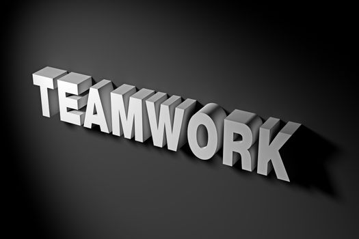 Teamwork concept illustrated by 3D rendered texts.