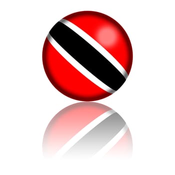 3D sphere or badge of Trinidad and Tobago flag with reflection at bottom.