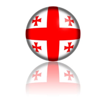 3D sphere or badge of Georgia flag with reflection at bottom.