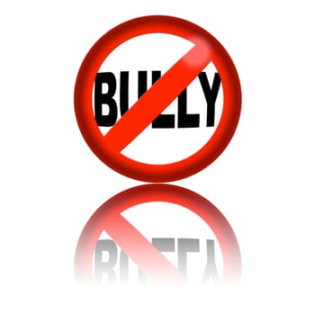 3D sphere no bully sign with reflection