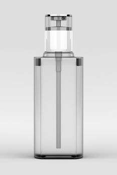 3D rendering of blank template of perfume bottle packaging isolated on white background.