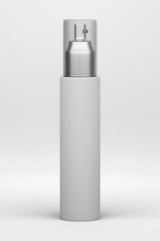 3D rendering of blank template of cosmetic bottle packaging isolated on white background.