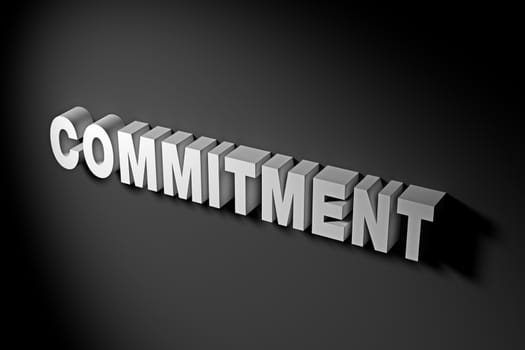 Commitment concept illustrated by 3D rendered texts.
