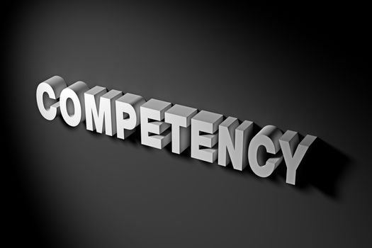 Competency concept illustrated by 3D rendered texts.