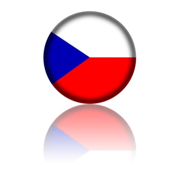 3D sphere or badge of Czech Republic flag with reflection at bottom.