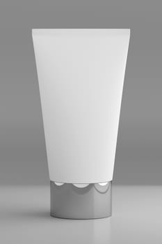 3D rendering of blank template of cosmetic tube packaging isolated on white background.