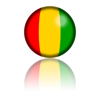 3D sphere or badge of Guinea flag with reflection at bottom.
