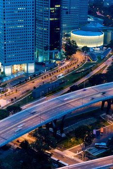 Night scene of Singapore Marina Bay district