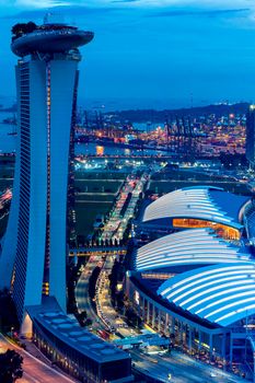 Twilight scene of Singapore Marina Bay district