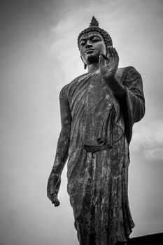 Big Buddha statue or monument in Black and White in HDR.