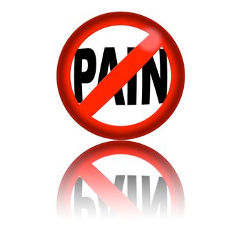 3D sphere no pain sign with reflection