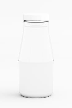 3D rendering of milk in glass bottle isolated on white.