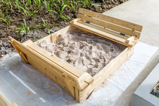 Sandbox at playground of school for children.