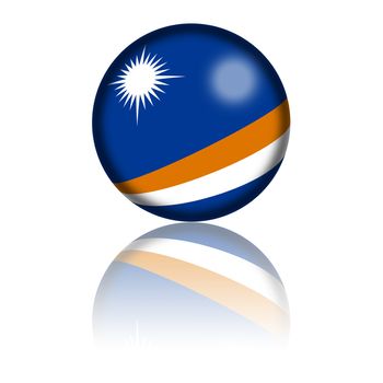 3D sphere or badge of Marshall Islands flag with reflection at bottom.