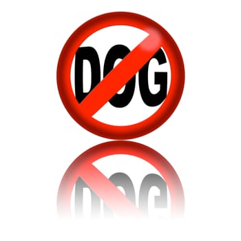 3D sphere no dog sign with reflection