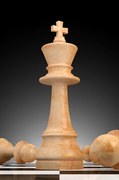 Outstanding business concept illustrated by chess in 3D rendering.