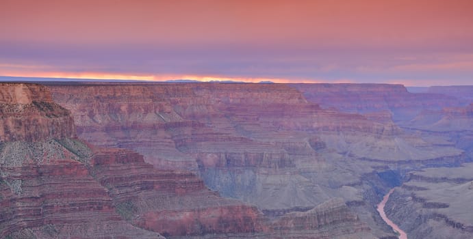 South Rim Grand Canyon before sunset, Arizona, US.