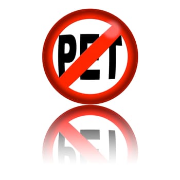 3D sphere no pet sign with reflection