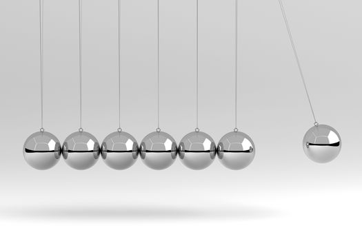 3D rendering of Newton’s cradle isolated on white background.