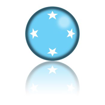 Sphere of Micronesia flag with reflection at bottom.