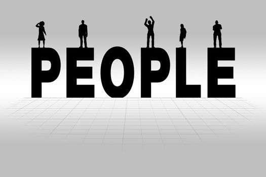 People word communicating business concept of people in silhouette.