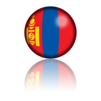 Sphere of Mongolia flag with reflection at bottom.