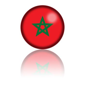 Sphere of Morocco flag with reflection at bottom.