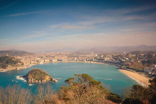 La Concha Bay seen from Igeldo Mount. Donostia-San Sebastian. Basque Country. Gipuzkoa. Spain. Europe.