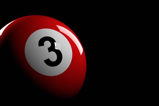 3D rendering of pool ball number 3.
