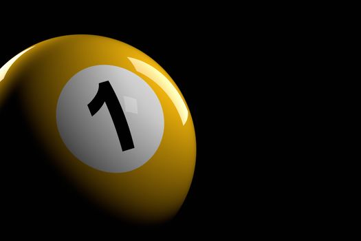 3D rendering of pool ball number 1.