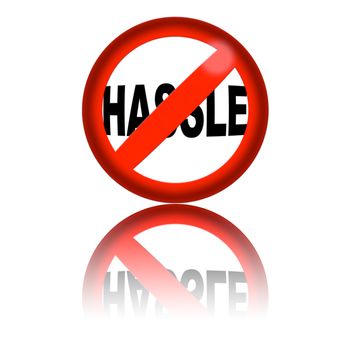 3D sphere no hassle sign with reflection