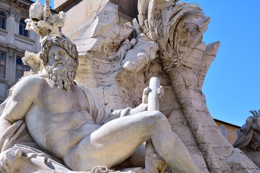 Fountain of the four rivers in Piazza Navona, Rome Italy