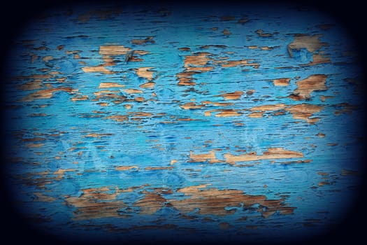 Blue background. Blue wood texture with vignetting