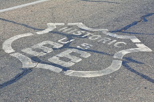 Sign on historic route 66 in the Mojave desert