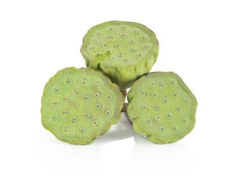 Lotus seeds isolated on white background