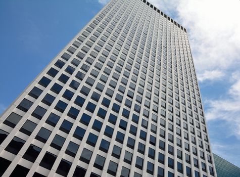 Detail of modern skyscrapers in Chicago, Illinois, USA.