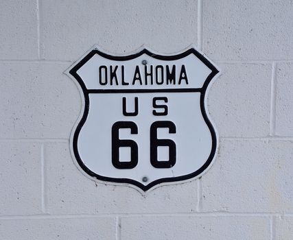 Historic U.S. old Route 66 sign in Oklahoma.